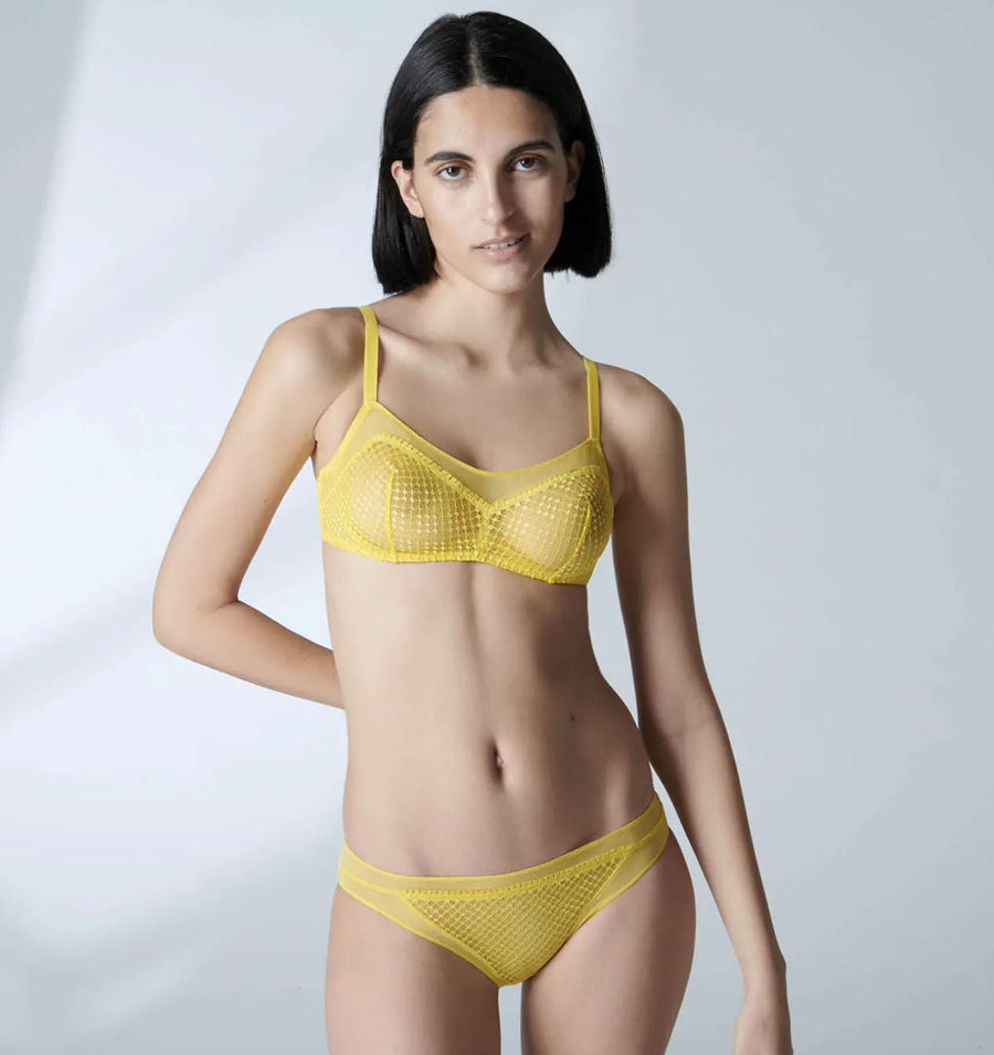 Fringed lace & mesh brief [Sunflower] Bottoms Simone 