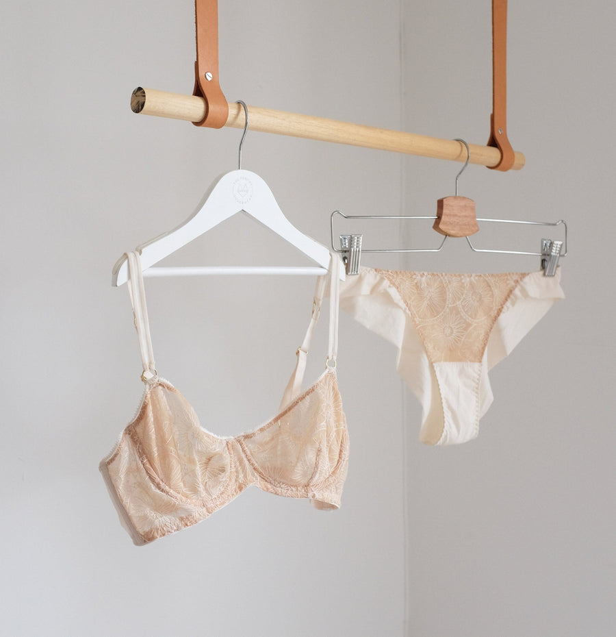 Embroidered lace brief [Peach / Ivory] Bottoms Icone Lingerie 