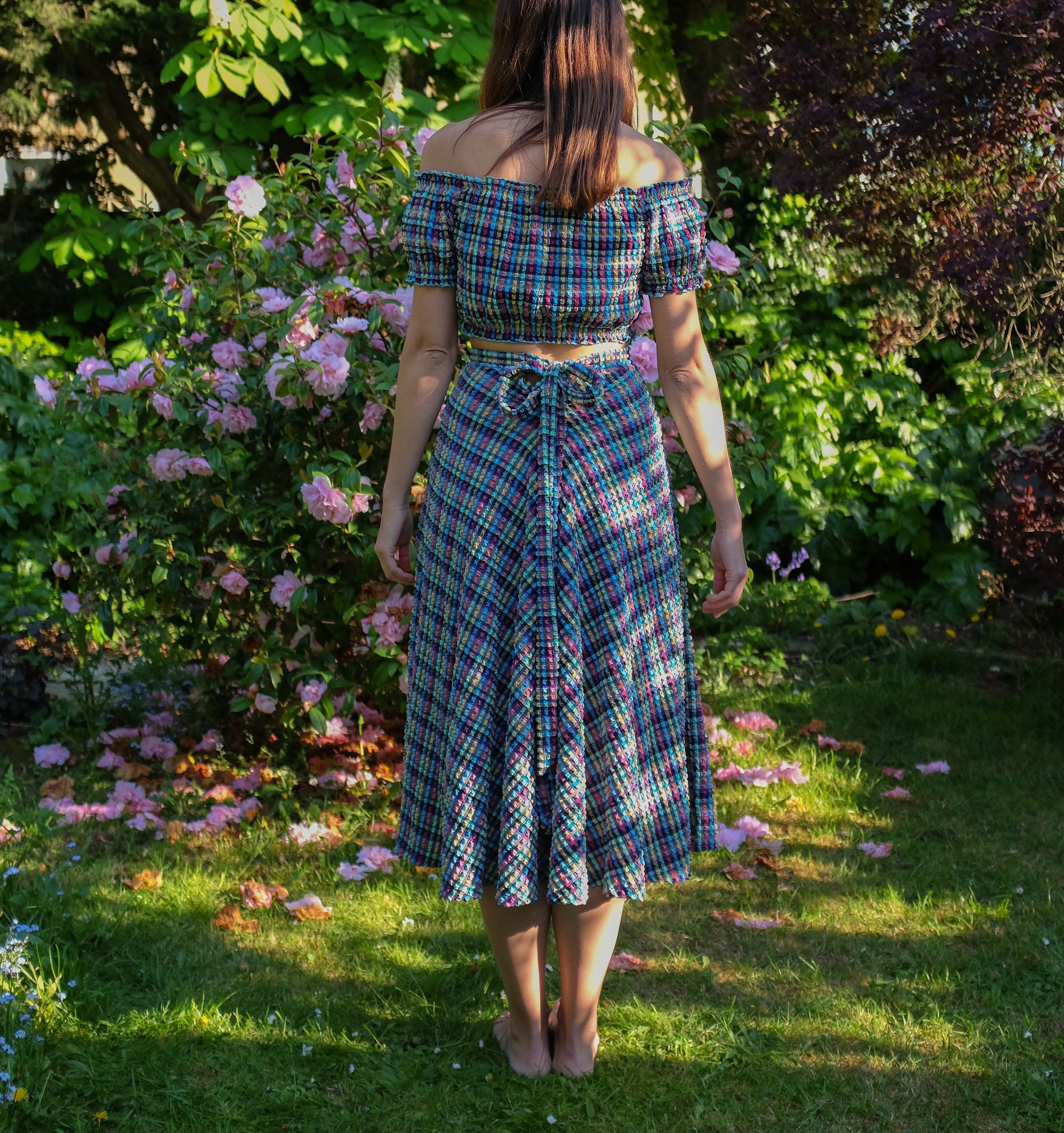 Gingham waffle midi swim skirt [Blue Gingham] Swim Lilliput &amp; Felix 
