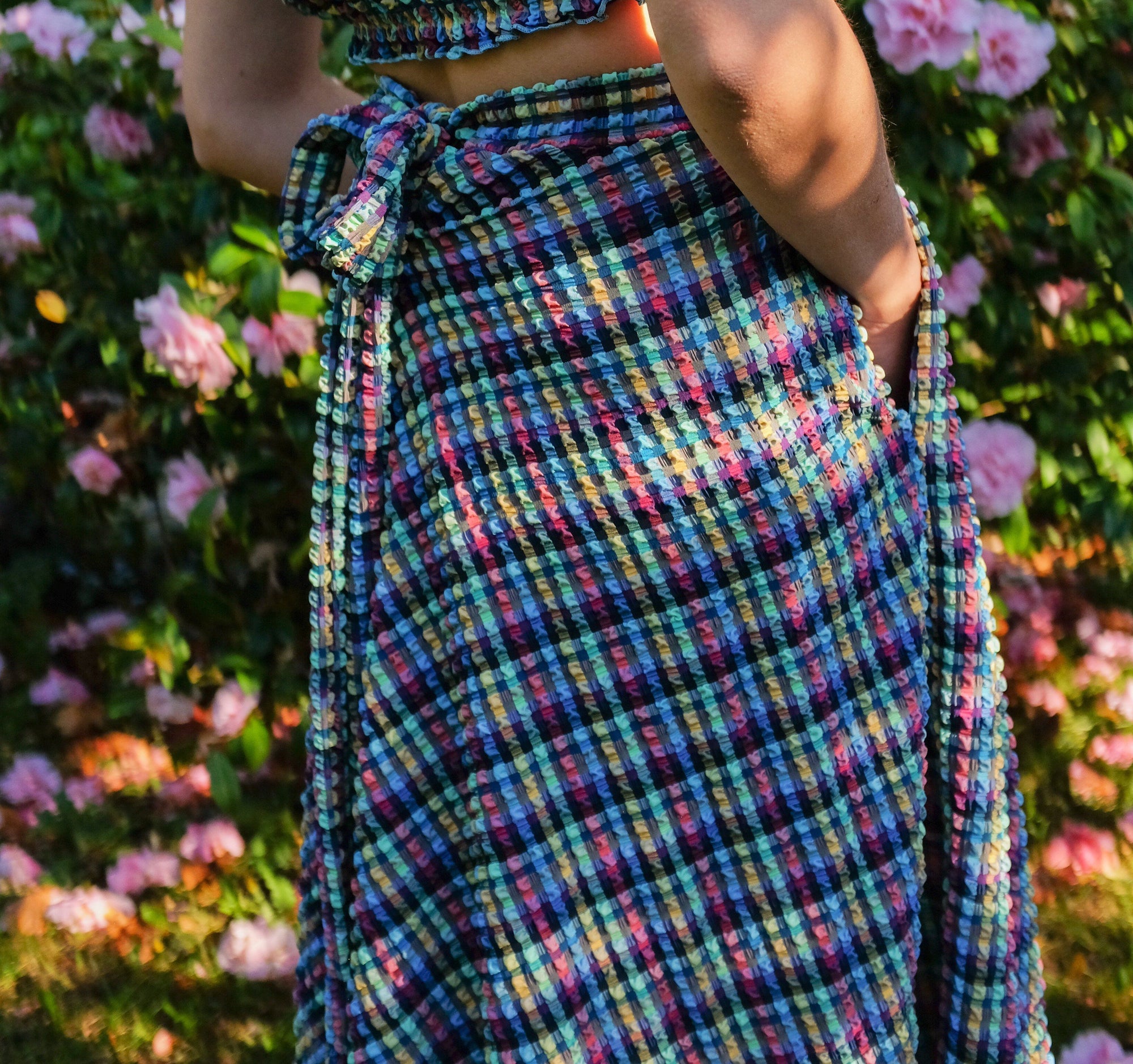 Gingham waffle midi swim skirt [Blue Gingham] Swim Lilliput &amp; Felix 