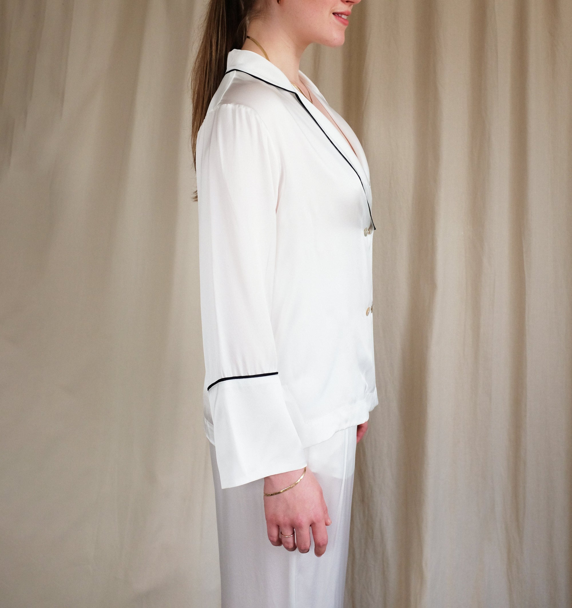 Silk double-breasted pyjama set [Ivory] Sleep Hesper Fox 