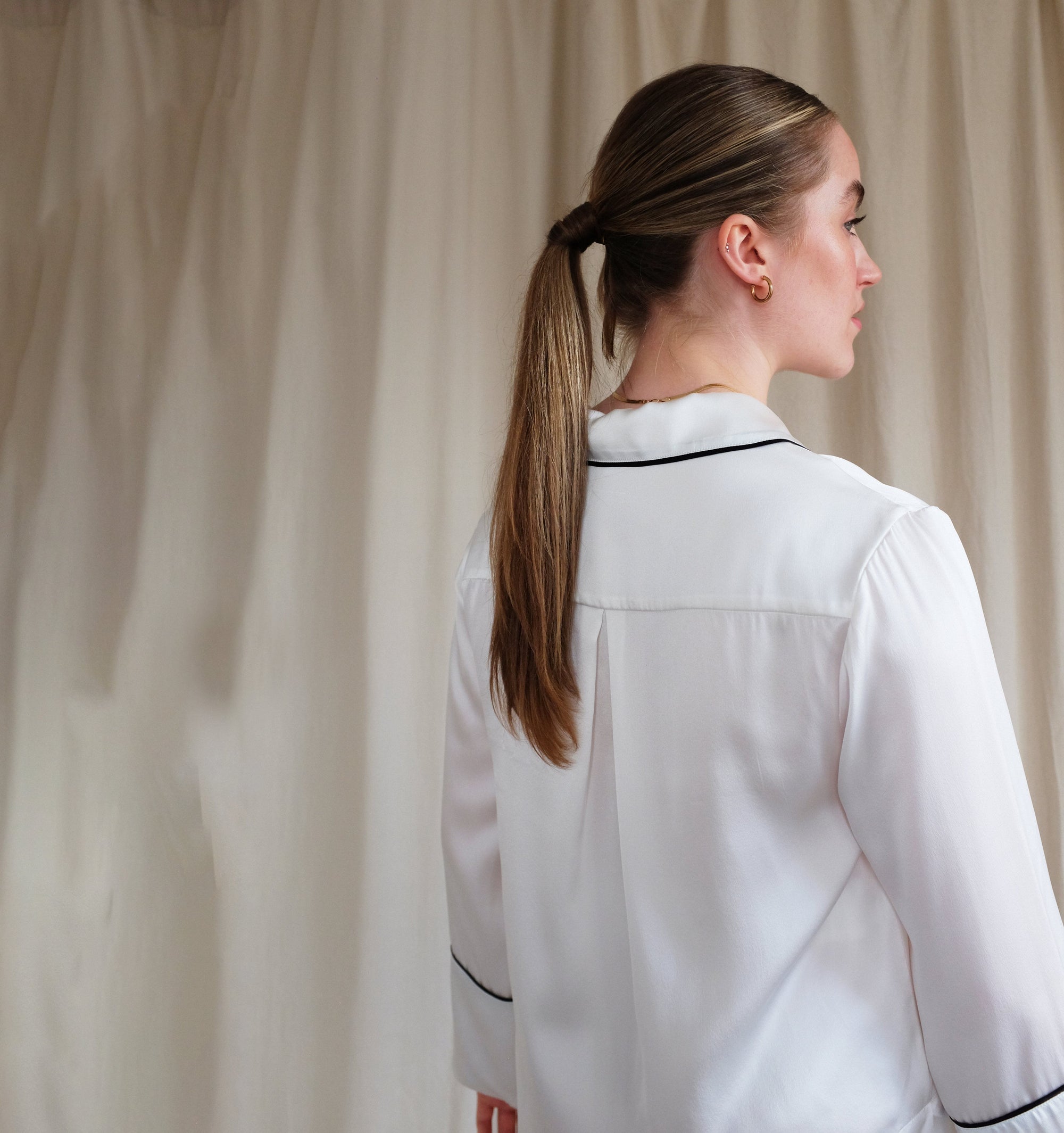 Silk double-breasted pyjama set [Ivory] Sleep Hesper Fox 