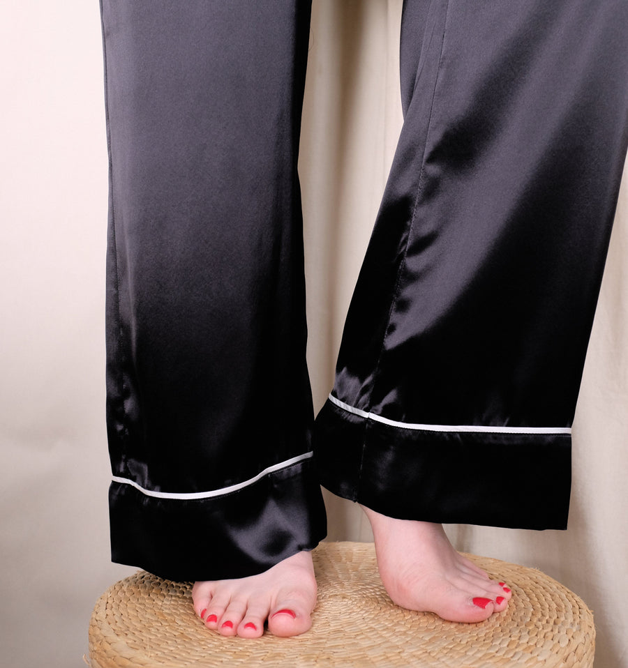 Silk double-breasted pyjama set [Black] Sleep Hesper Fox 