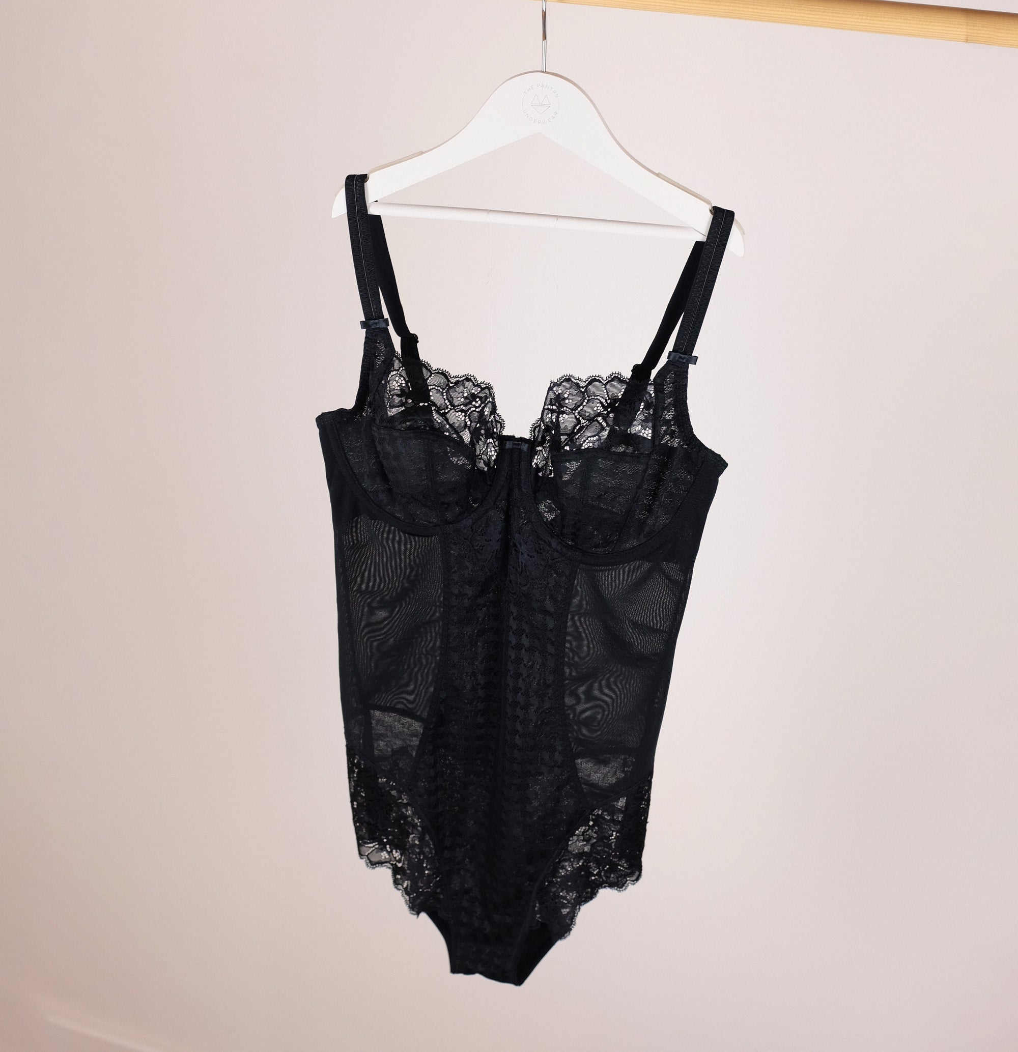 Houndstooth & floral lace body [Black] Shape Panache 