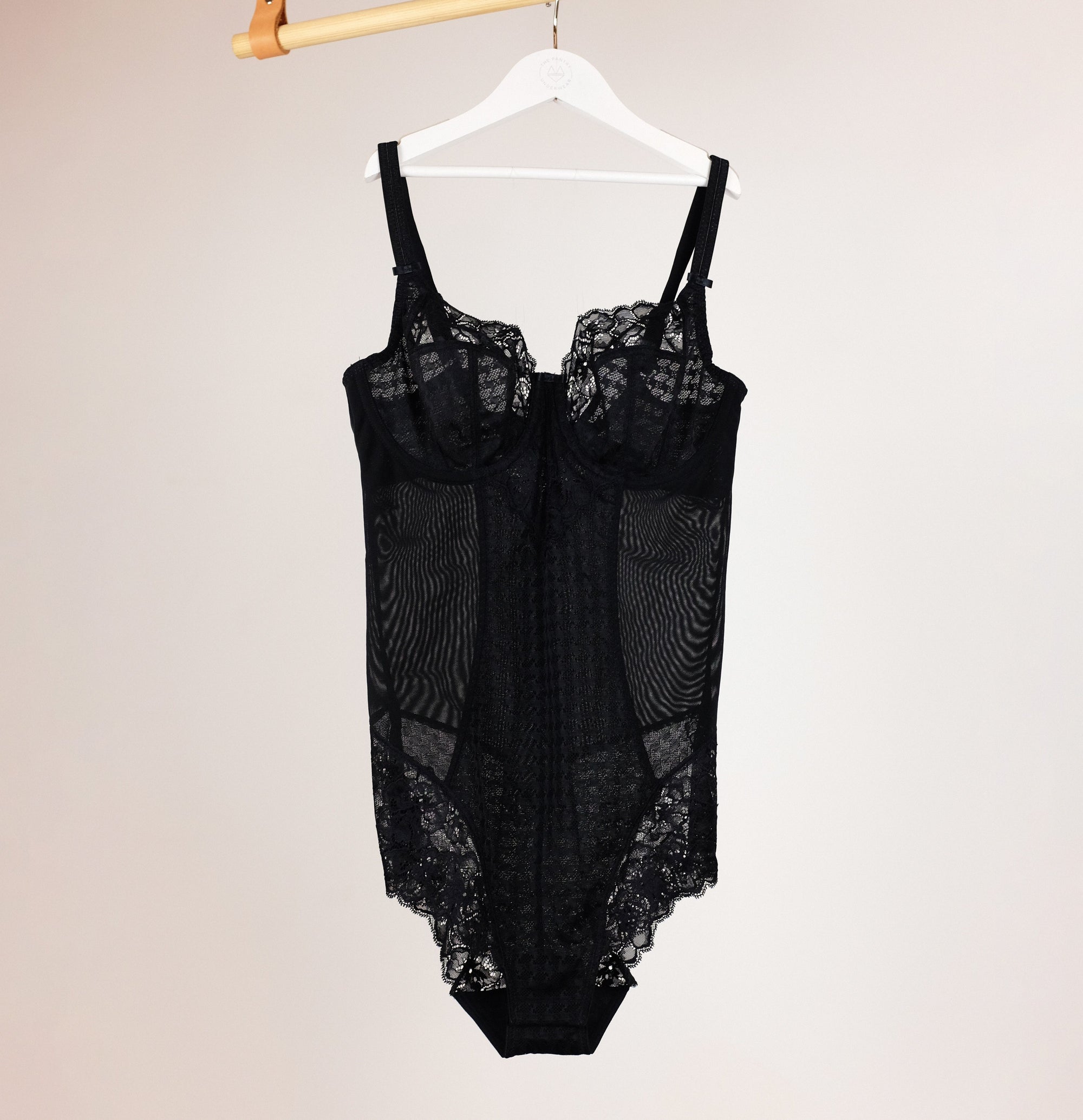Houndstooth & floral lace body [Black] Shape Panache 
