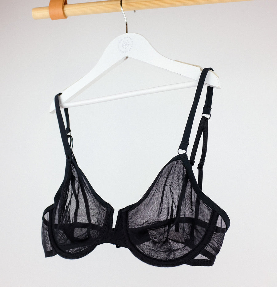 Mesh plunge bra [Black] – The Pantry Underwear