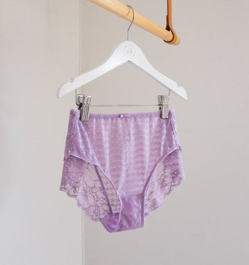 Houndstooth & floral lace french knicker [Lilac] Bottoms Panache 