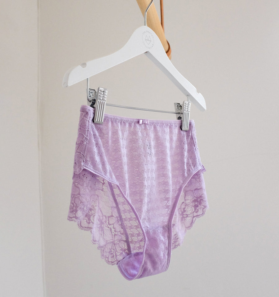 Houndstooth & floral lace french knicker [Lilac] Bottoms Panache 