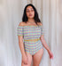 Gingham waffle cold shoulder bikini top [Yellow Gingham] Swim Lilliput & Felix 