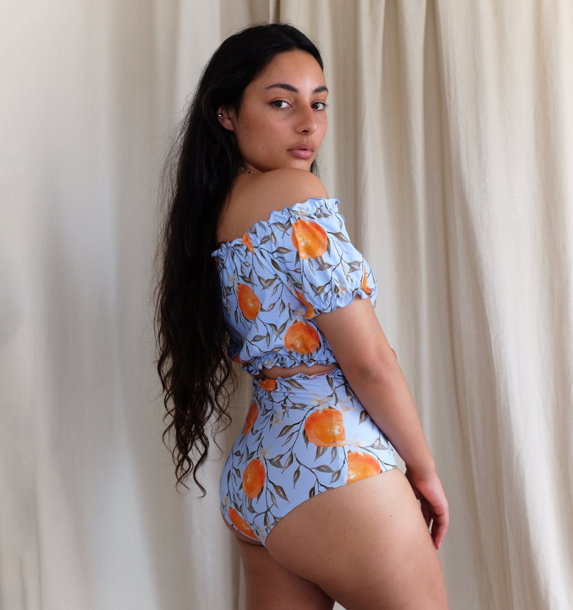 High waisted bikini bottom [Orange Blossom] Swim Lilliput &amp; Felix 