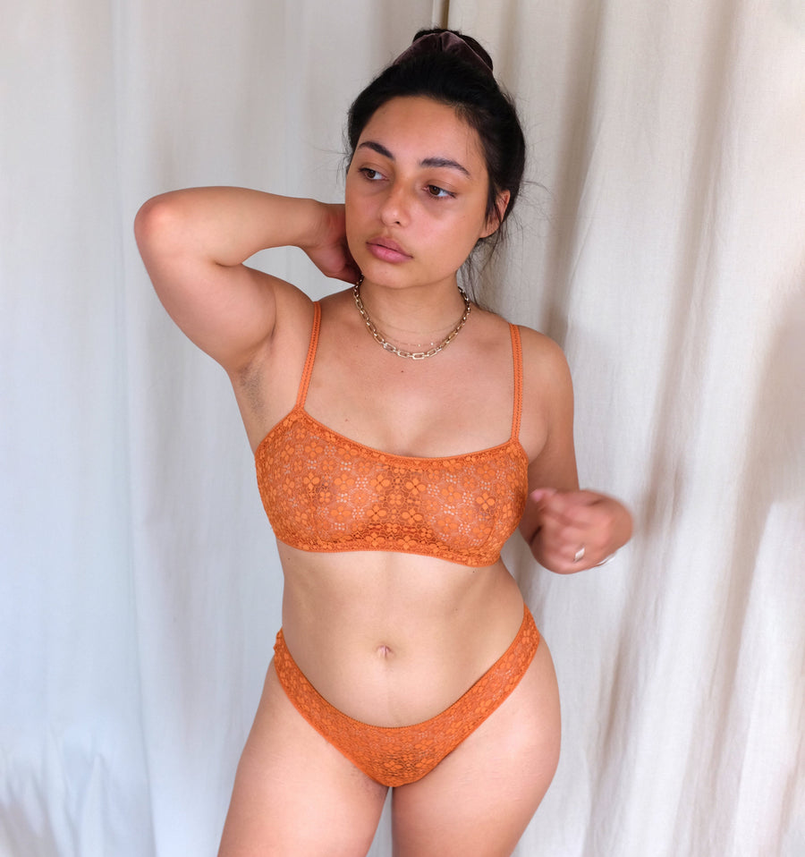 Mosaic lace brief [Tangerine] Bottoms Icone Lingerie 