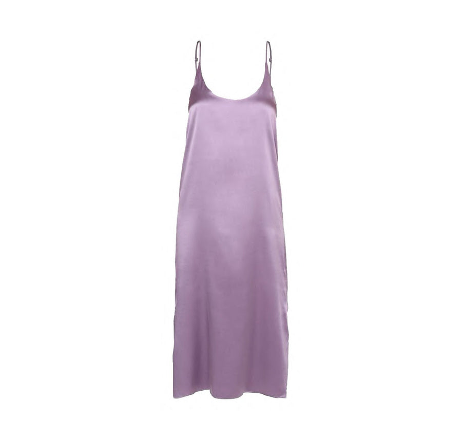 Silk straight cut slip dress [Lavender] Sleep Hesper Fox extra-small 
