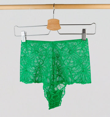 Evergreen & indigo lace high waist tanga Bottoms Dora Larsen 