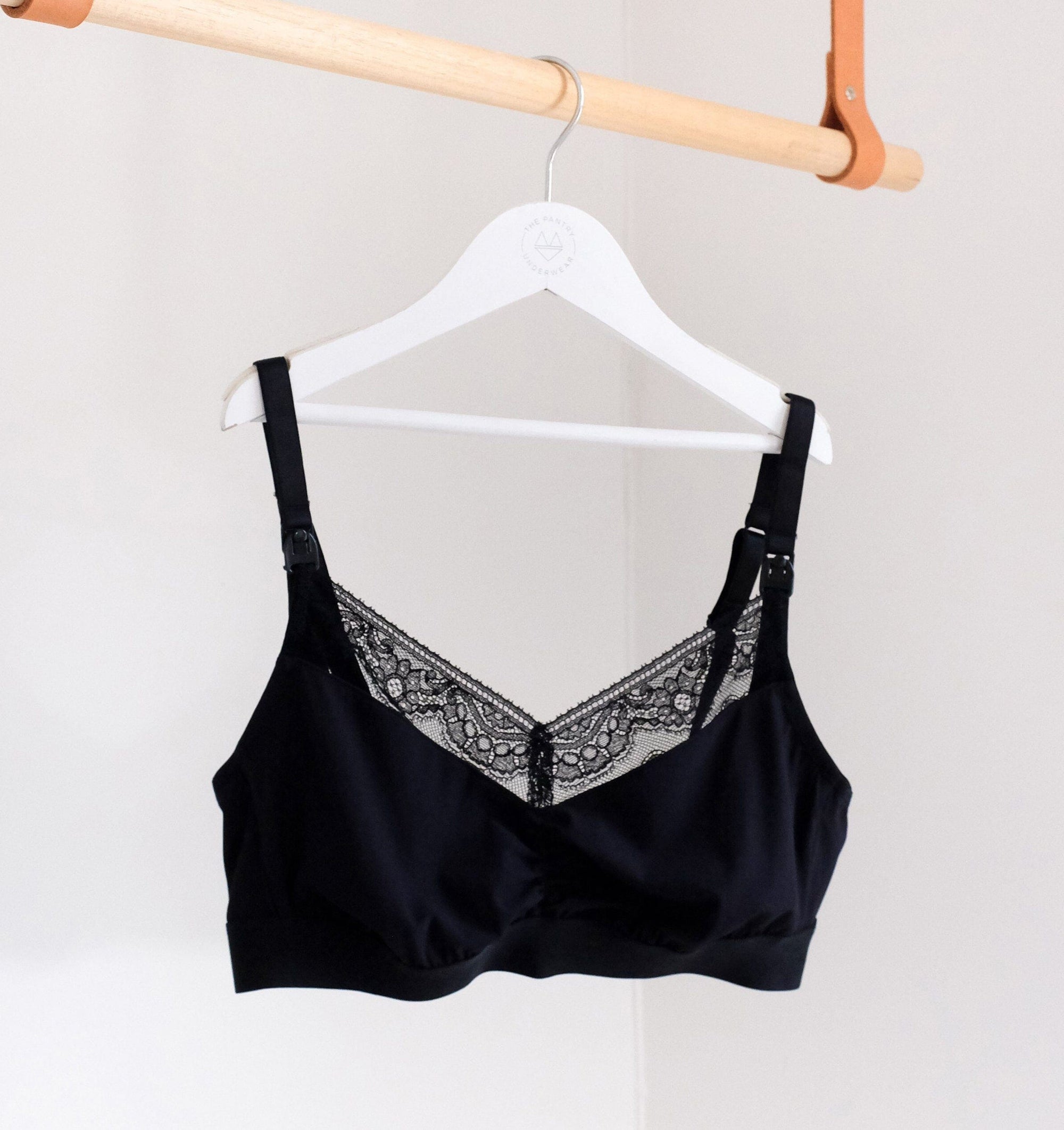 Lace trim nursing bra [Black] Maternity Six 