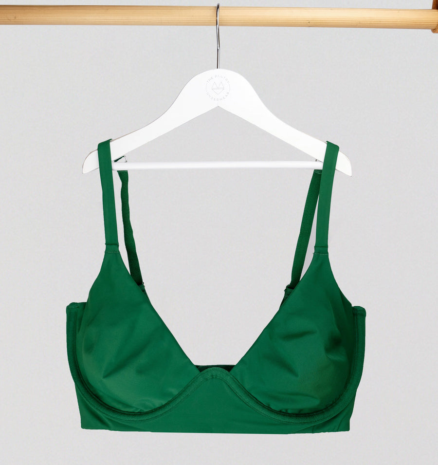 Body contour underwired longline bralette [Forest Green] Bras The Pantry Underwear 