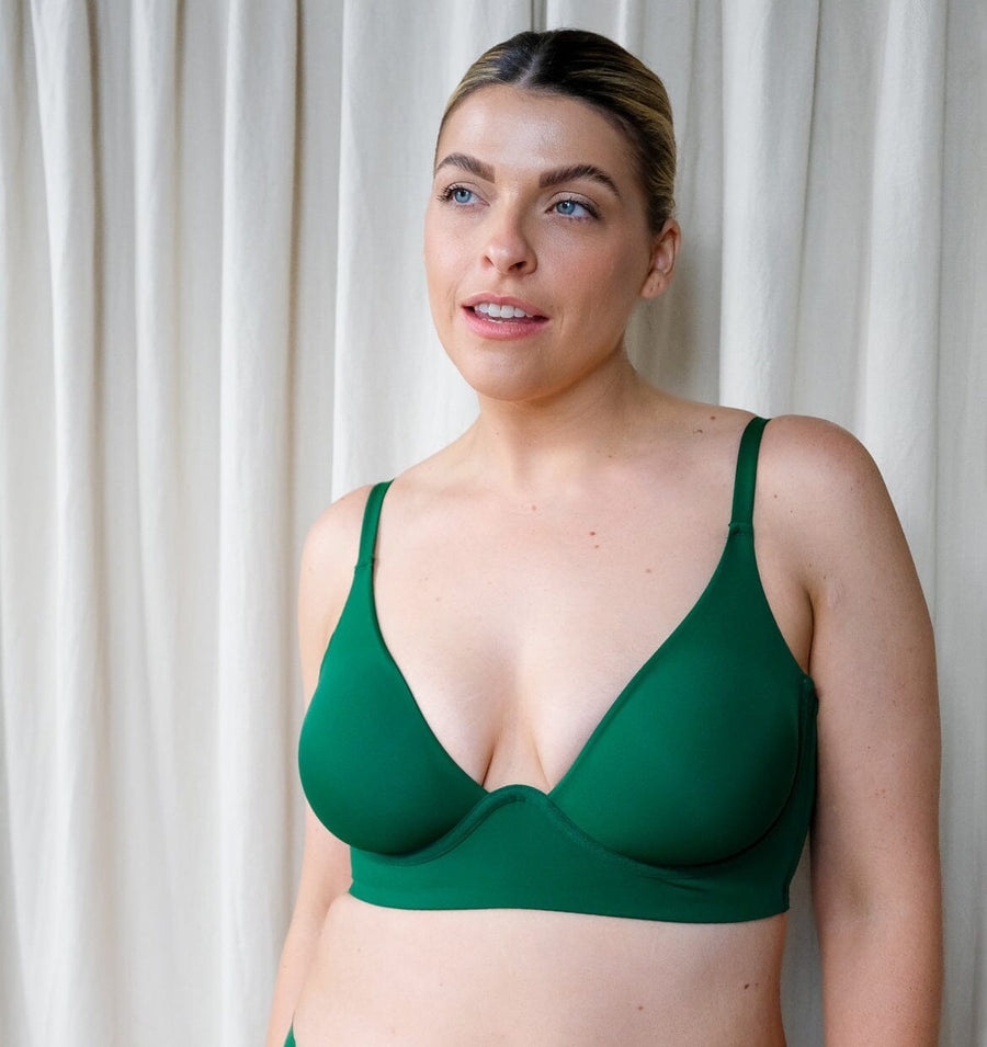 Body contour underwired longline bralette [Forest Green] Bras The Pantry Underwear 