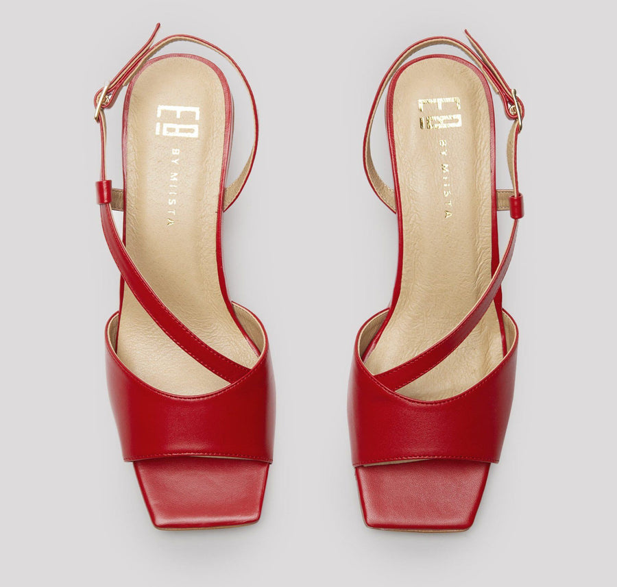 Square toe leather sling backs [Red] Accessories E8 by Miista 