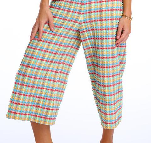 Gingham waffle cropped trouser [Yellow Gingham] Swim Lilliput & Felix 