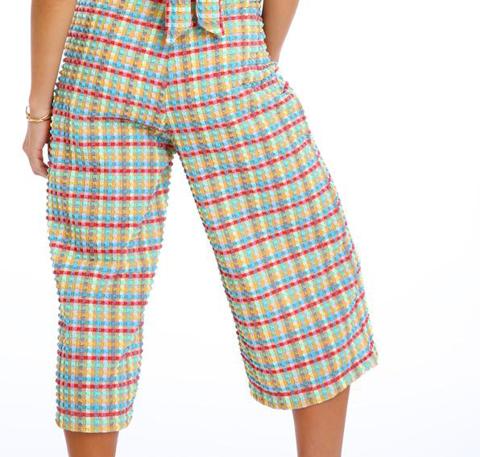 Gingham waffle cropped trouser [Yellow Gingham] Swim Lilliput & Felix 