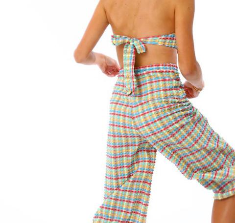 Gingham waffle cropped trouser [Yellow Gingham] Swim Lilliput & Felix 