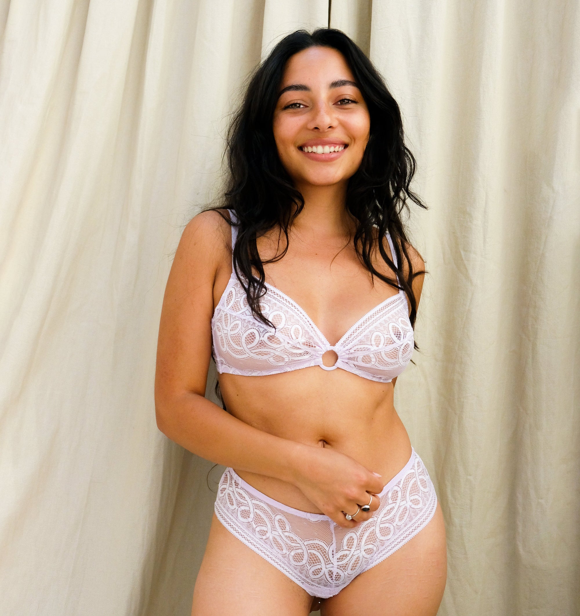Patterned lace shorty [Lilac] Bottoms Simone 