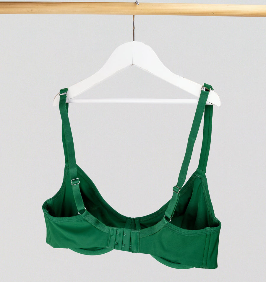 Body contour underwired plunge bra [Forest Green] Bras The Pantry Underwear 