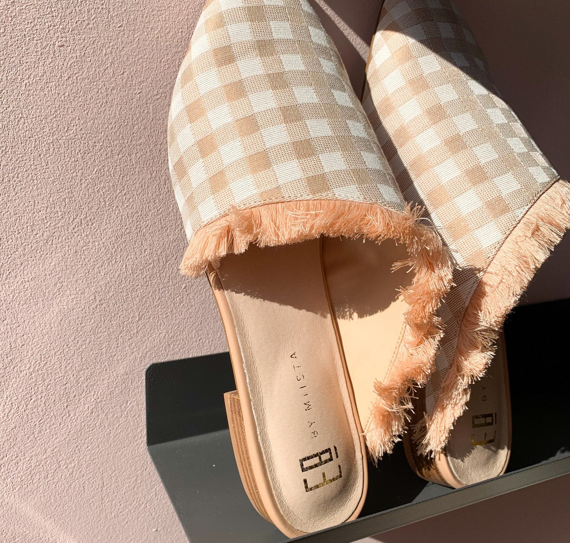 Pointed slip-on with fringe detail [Blush Gingham] Accessories E8 by Miista 35 