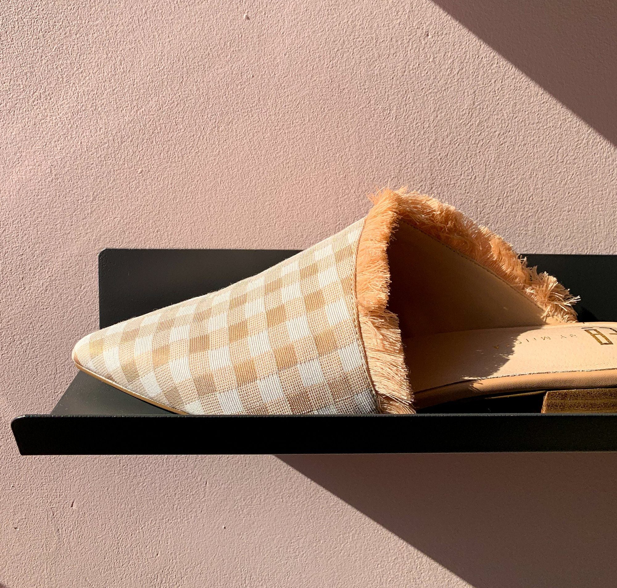 Pointed slip-on with fringe detail [Blush Gingham] Accessories E8 by Miista 