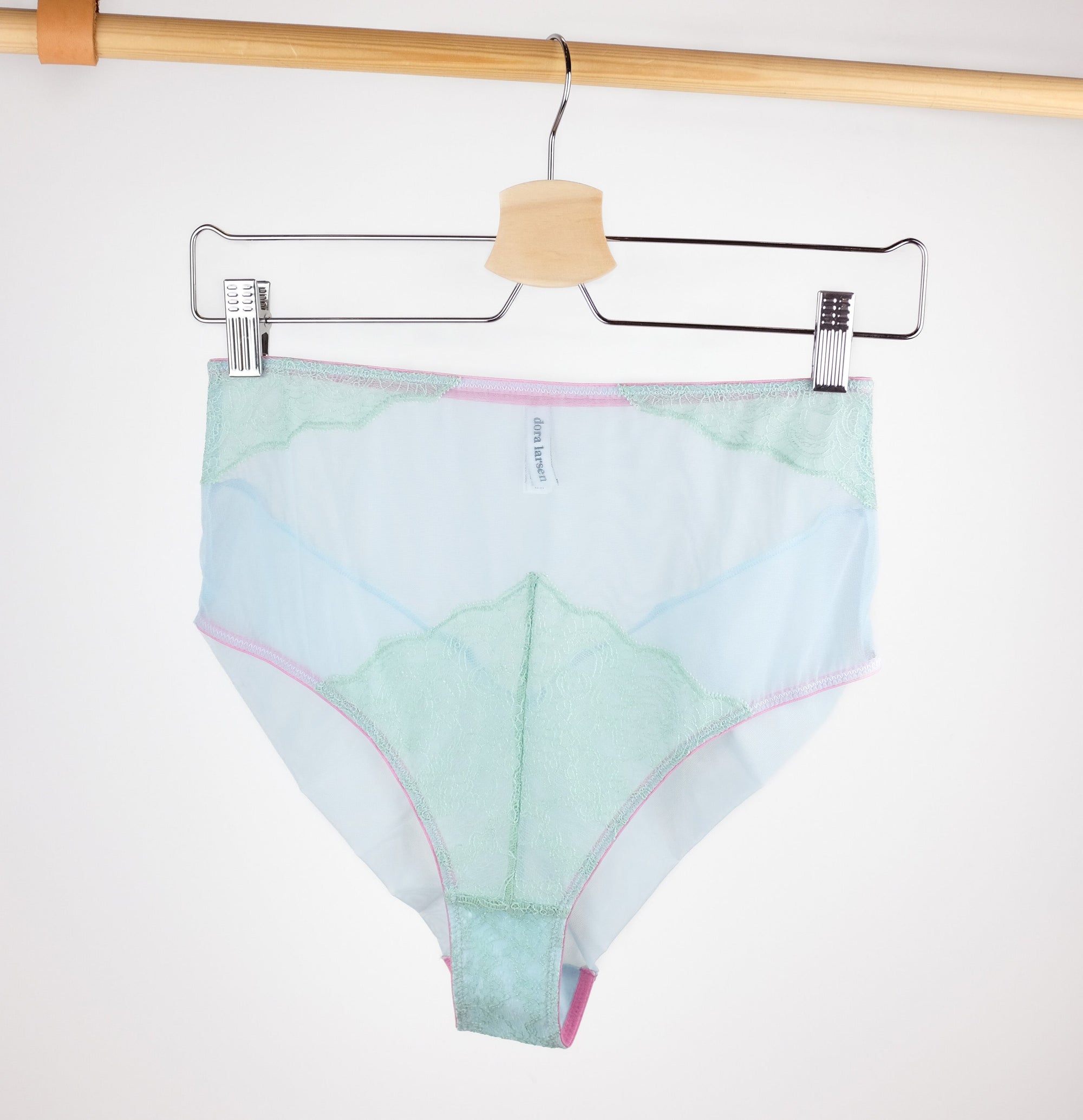 Powder mesh w. mint & bubblegum high waist knicker Bottoms Dora Larsen 