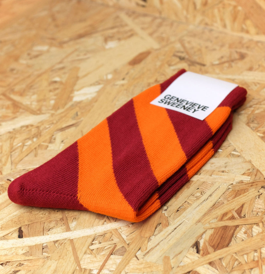 Cotton striped sock [Red / Orange] Accessories Genevieve Sweeney 