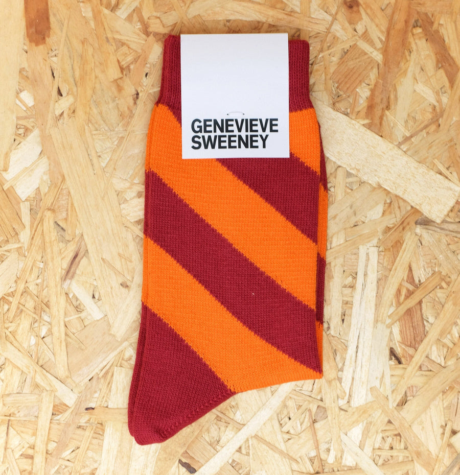 Cotton striped sock [Red / Orange] Accessories Genevieve Sweeney 