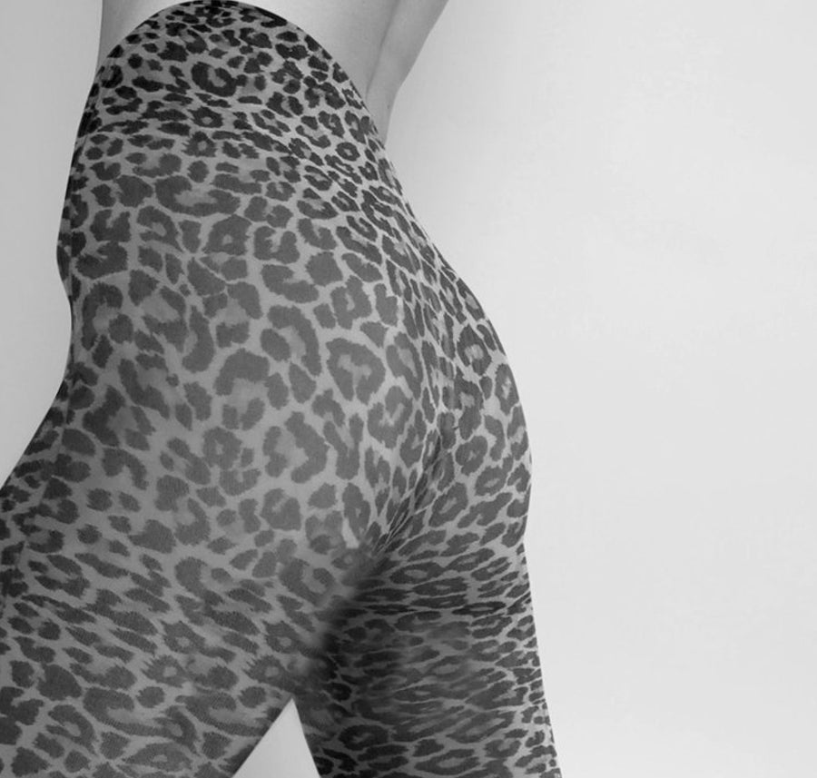 Sofia leopard tights [Black/Brown] Accessories Swedish Stockings 