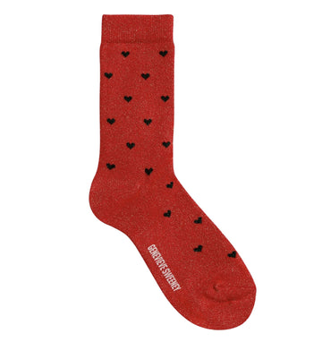 Sparkly heart socks [Red] Accessories Genevieve Sweeney 
