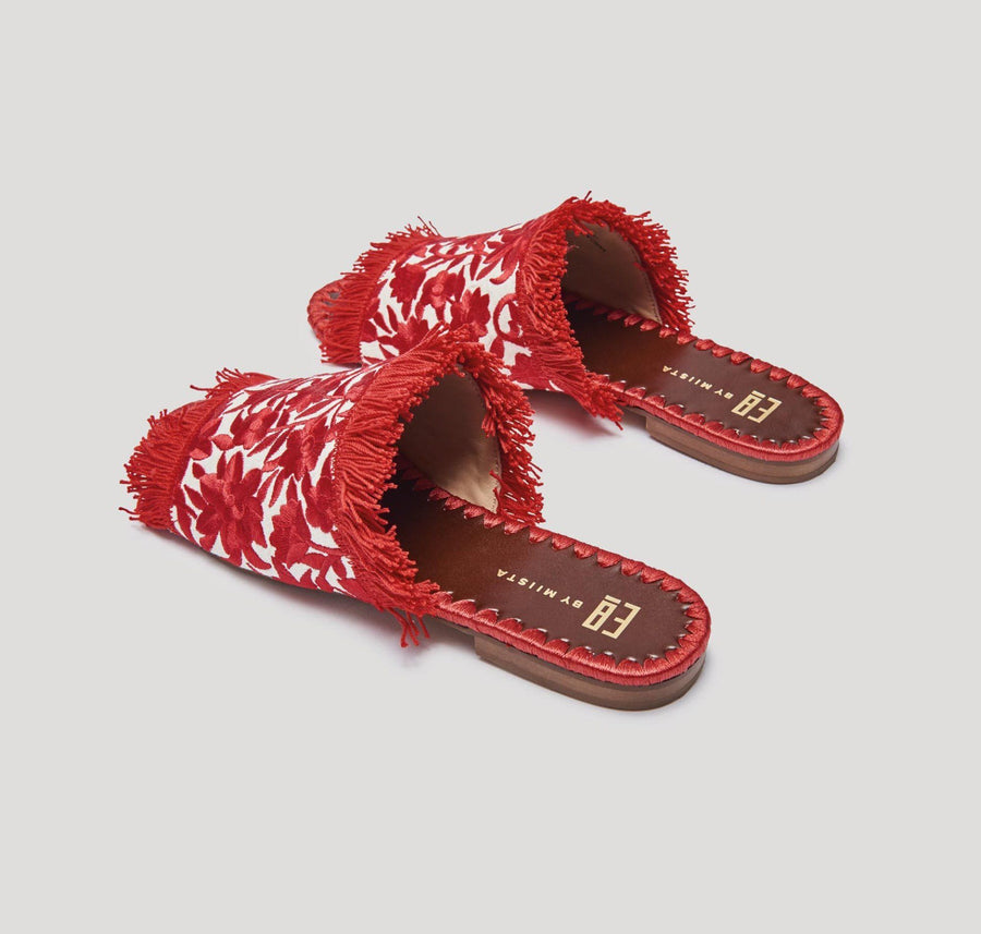 Tavie embroidered sandals [Red & Cream] Accessories E8 by Miista 