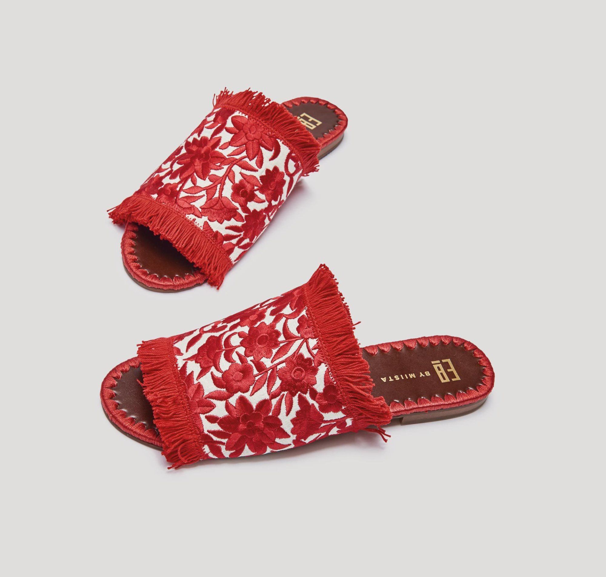 Tavie embroidered sandals [Red & Cream] Accessories E8 by Miista 