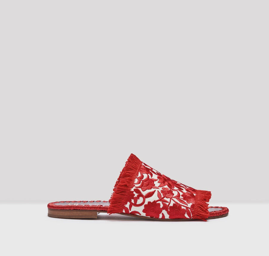 Tavie embroidered sandals [Red & Cream] Accessories E8 by Miista 36 