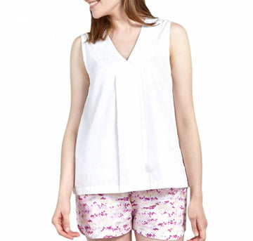 Cotton cross front night top [White] Sleep Yawn extra-small 