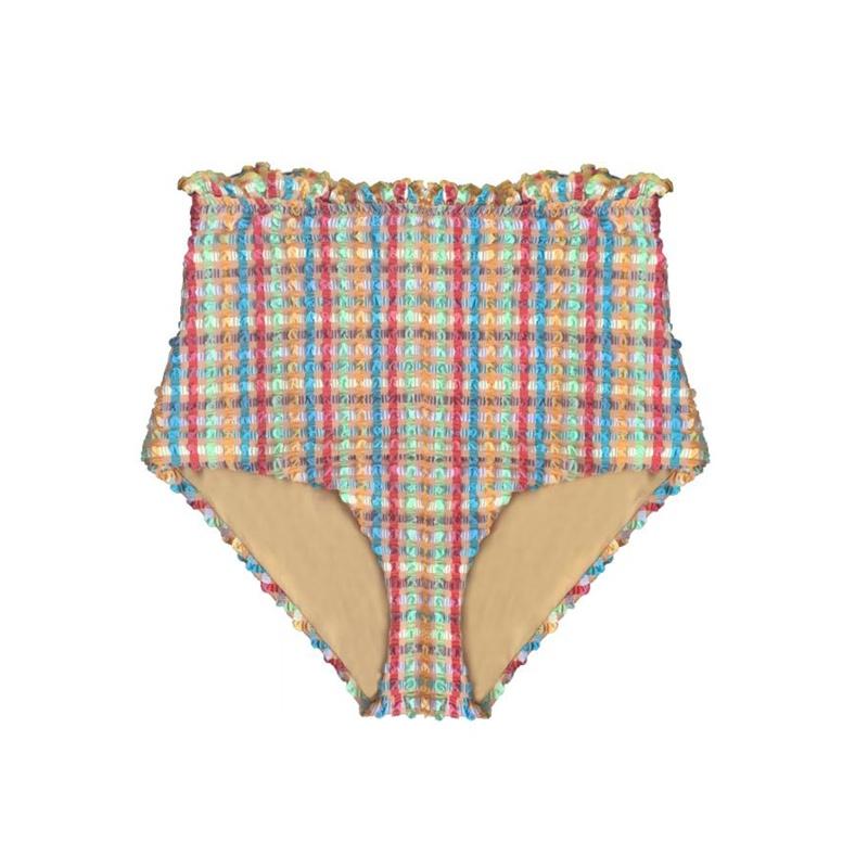 Gingham waffle high waisted bikini bottom [Yellow Gingham] Swim Lilliput & Felix extra-small 