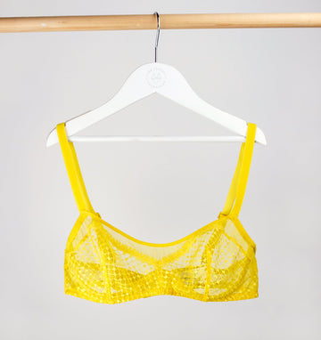 Fringed lace & mesh underwired bralette [Sunflower] Bras Simone 