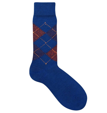 Merino argyle sock [Blue / Red] Accessories Genevieve Sweeney 