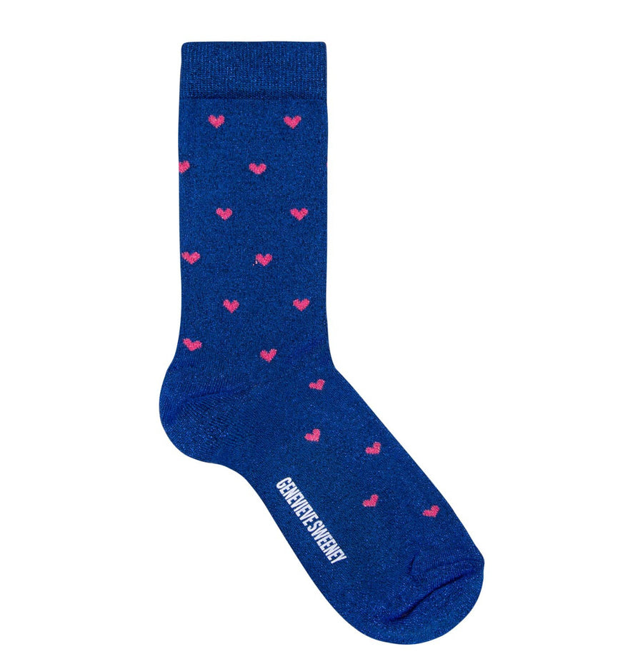 Sparkly heart socks [Blue] Accessories Genevieve Sweeney 