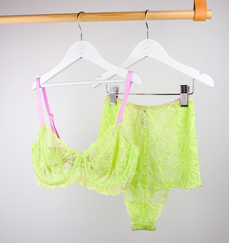 Lime & bubblegum lace underwire bra Bras Dora Larsen 