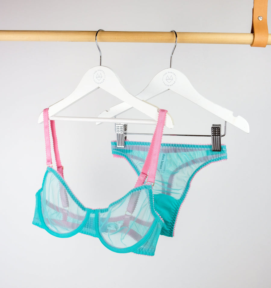 Turquoise mesh & peony underwire bra – The Pantry Underwear