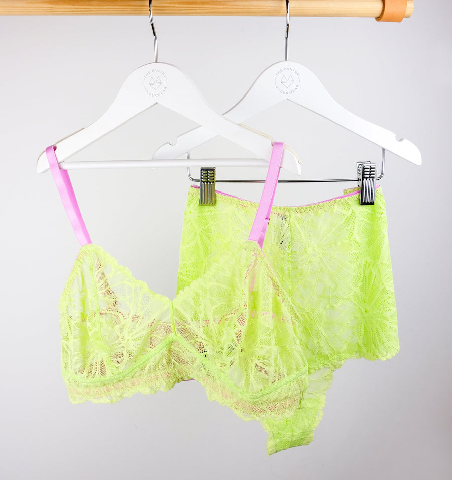 Lime & bubblegum lace high waist knicker Bottoms Dora Larsen 