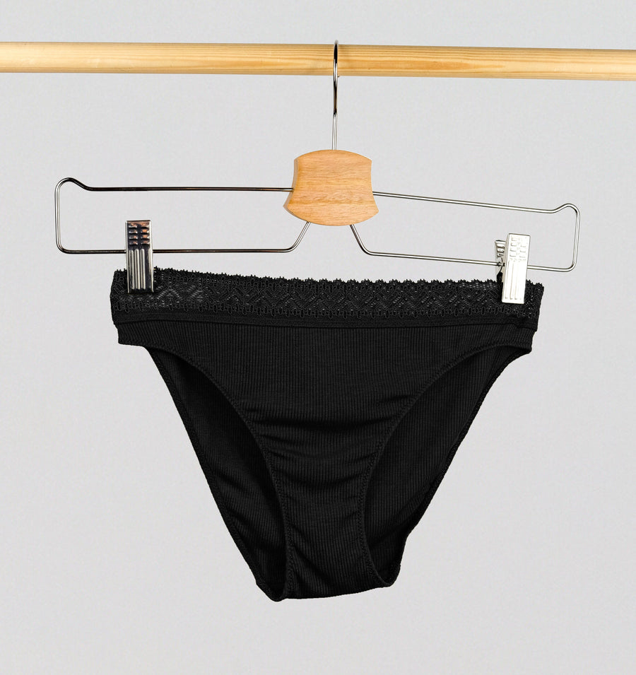 Ribbed modal & cotton brief [Black] – The Pantry Underwear