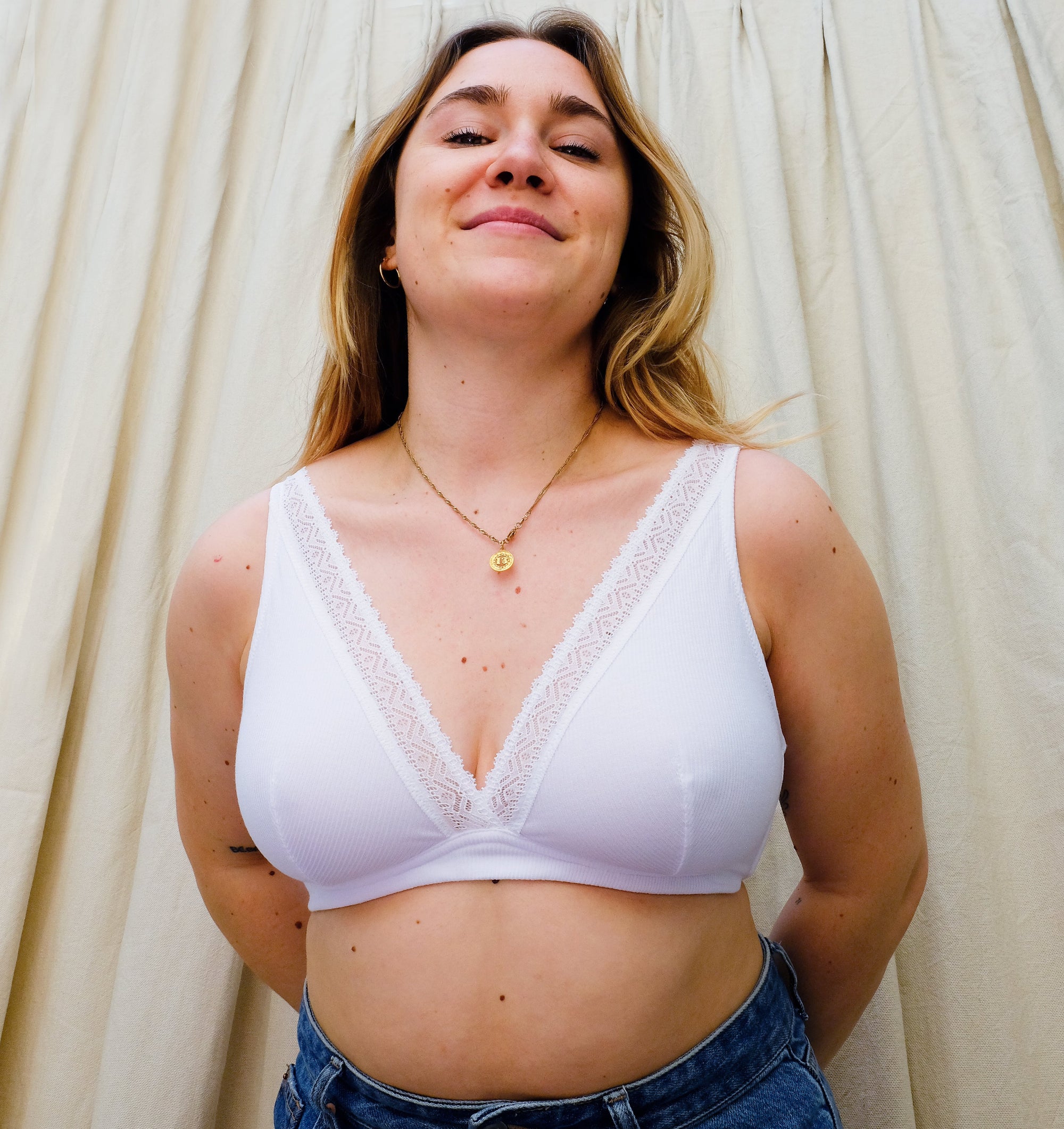 Ribbed modal &amp; cotton structured triangle [Chalk] Bras Simone 