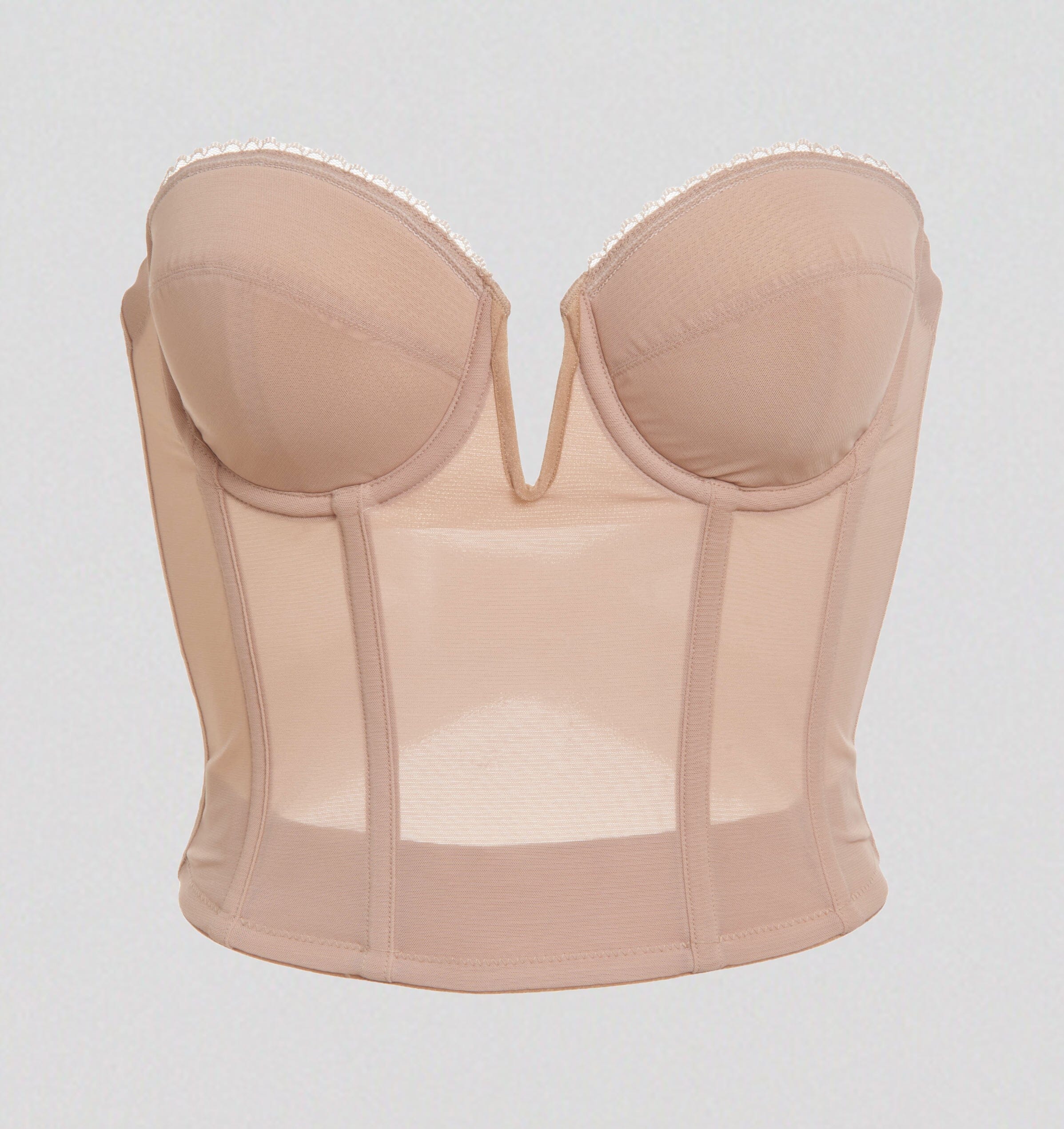 Longline V front bustier [Beige] – The Pantry Underwear
