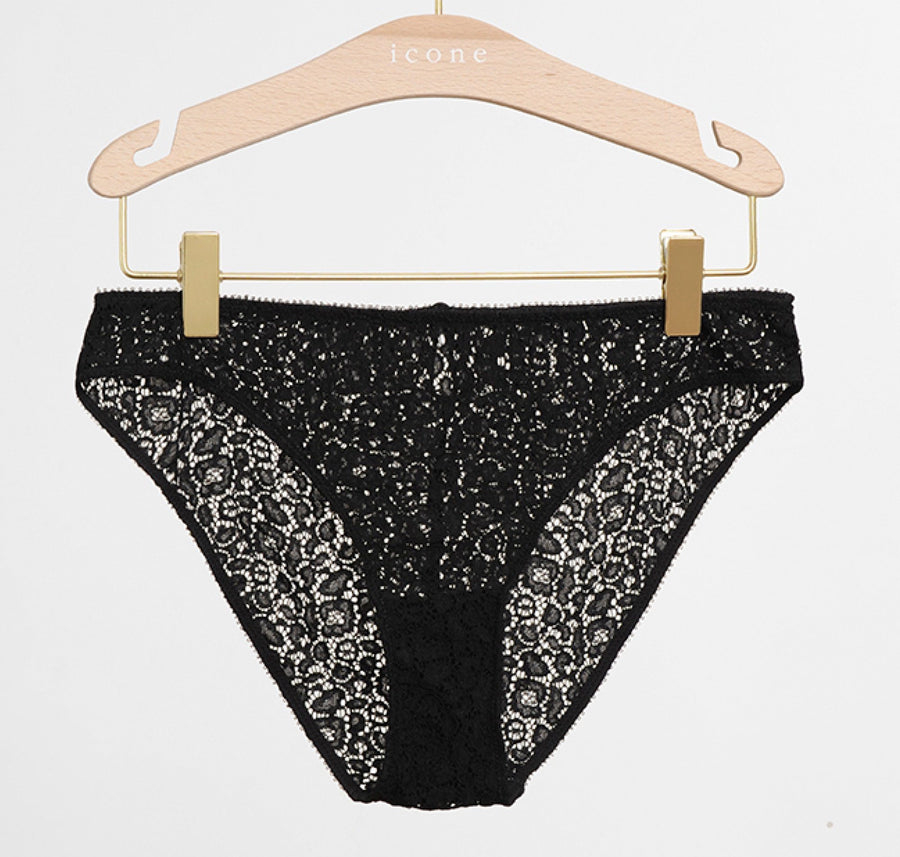 Graphic lace brief [Black] Bottoms Icone Lingerie extra-small 