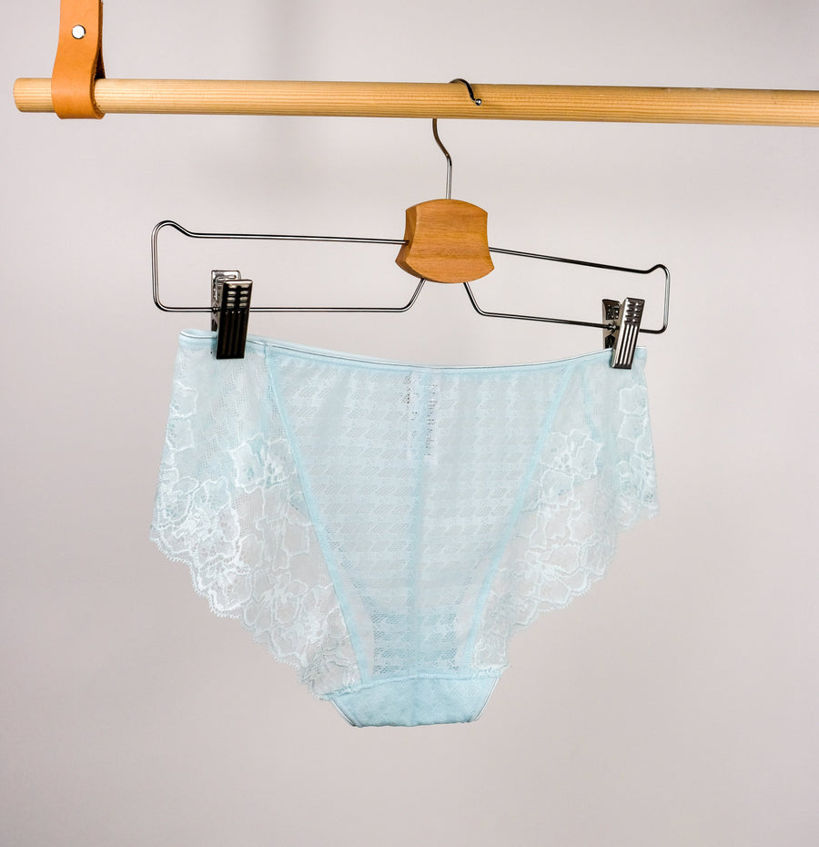 Houndstooth & floral lace french knicker [Aqua] Bottoms Panache 