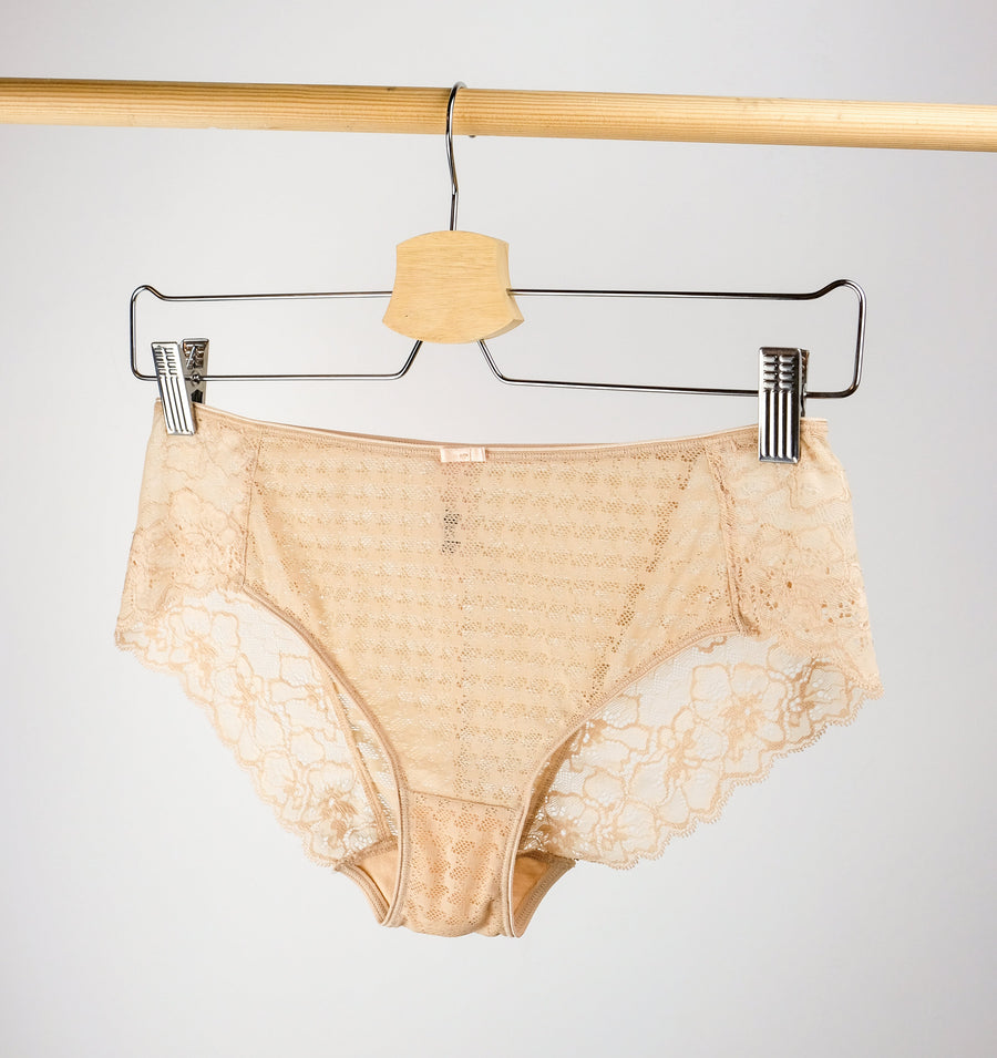 Houndstooth & floral lace french knicker [Beige] – The Pantry Underwear